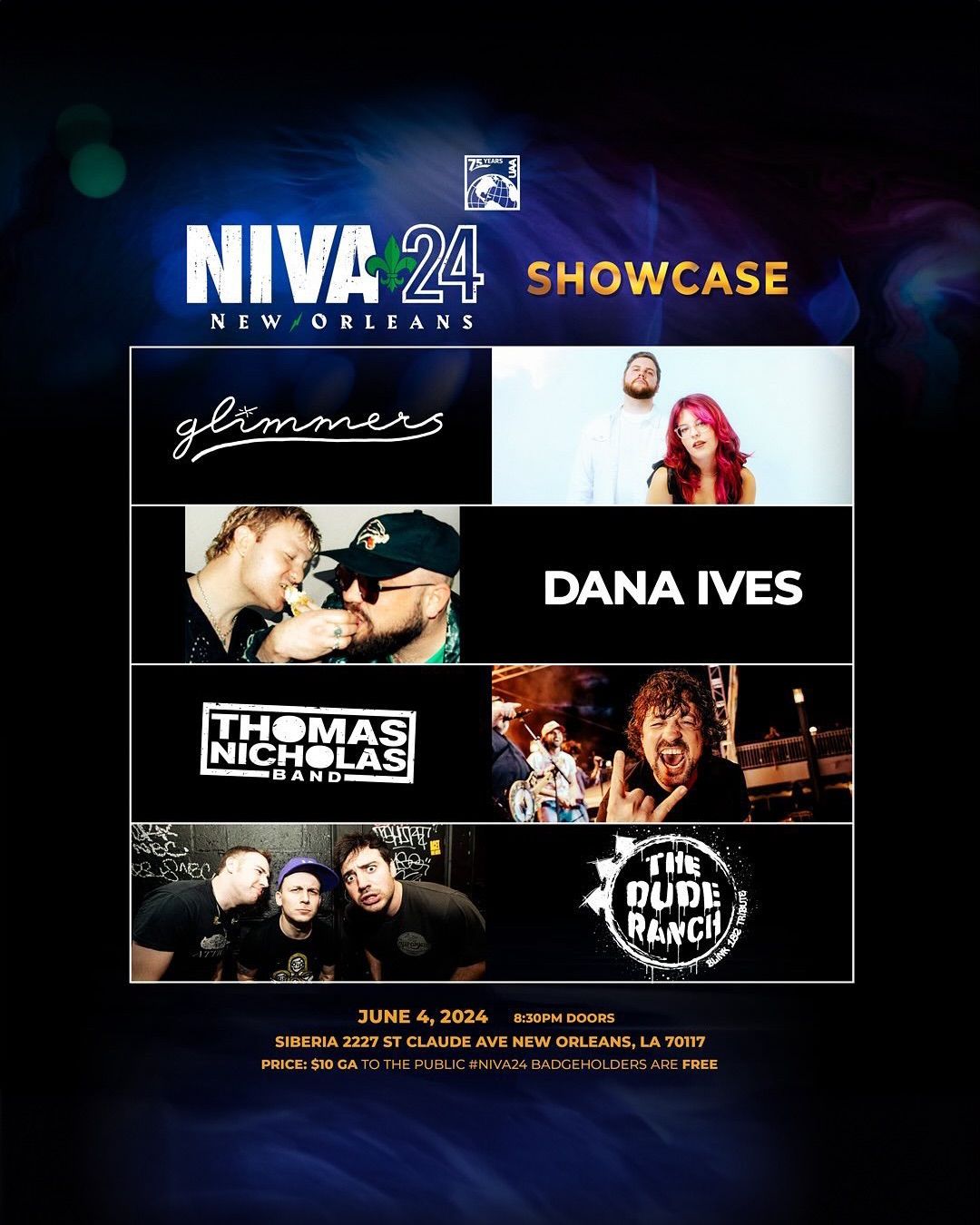 NIVA SHOWCASE: Dana Ives + Glimmers + Thomas Nicholas Band + The Dude Ranch