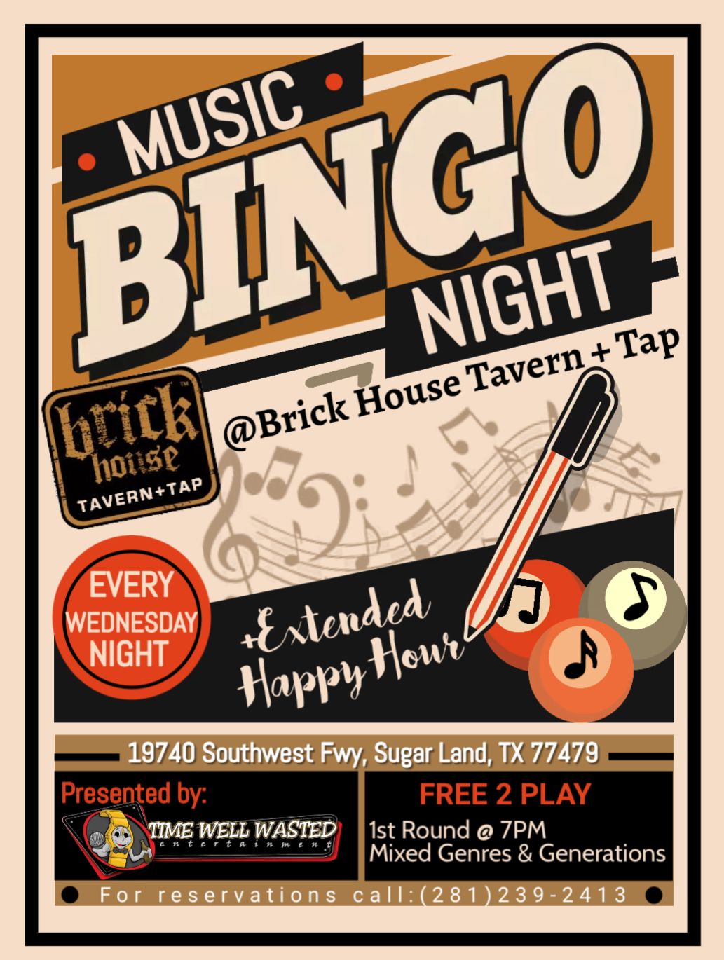 Music Bingo @ Brick House Tavern + Tap