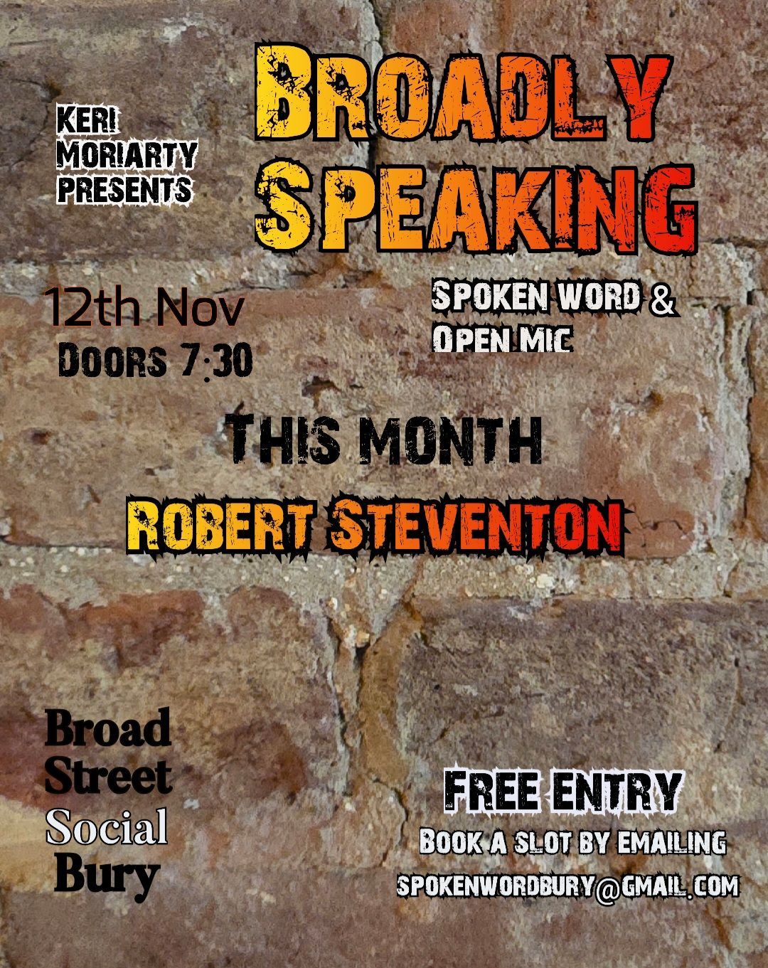 Broadly Speaking proudly presents Robert Steventon 