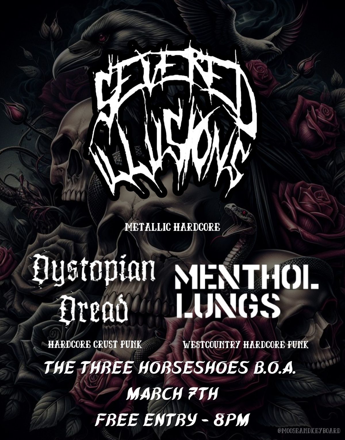 Severed Illusions | Dystopian Dread | Menthol Lungs at The Three Horseshoes Bradford-On-Avon