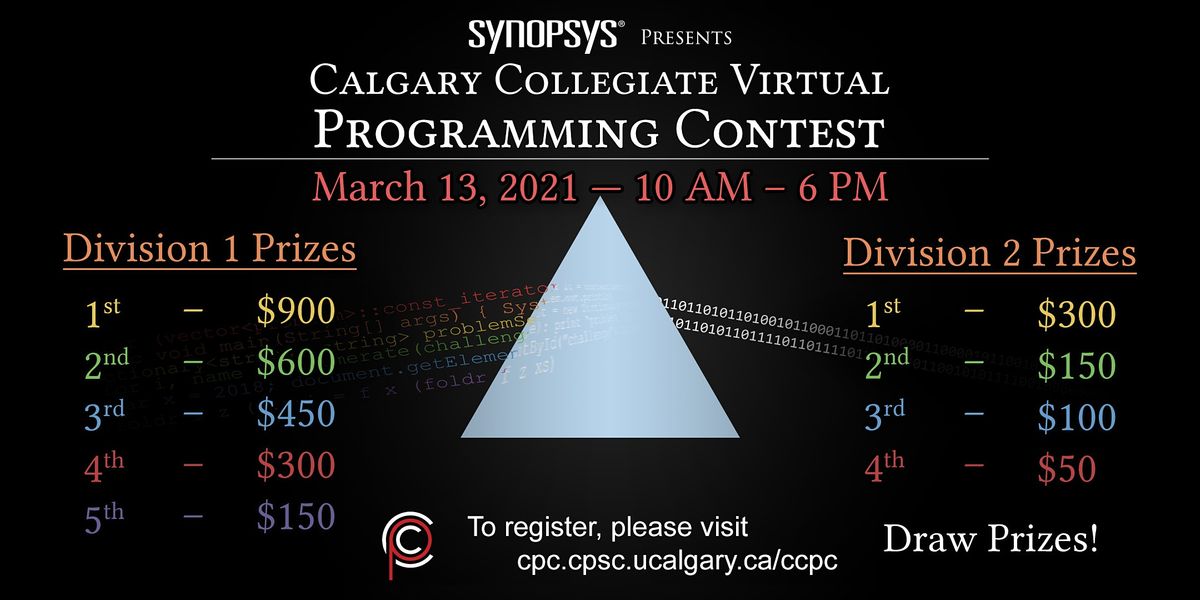 Calgary Collegiate Programming Contest 21 Online 13 March 21