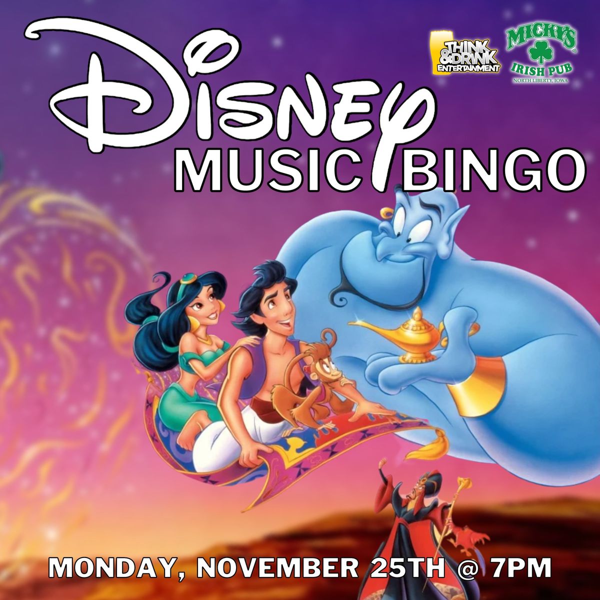 Disney Music Bingo @ Micky's Irish Pub & Grill (North Liberty, IA) \/ Monday, November 25th @ 7pm