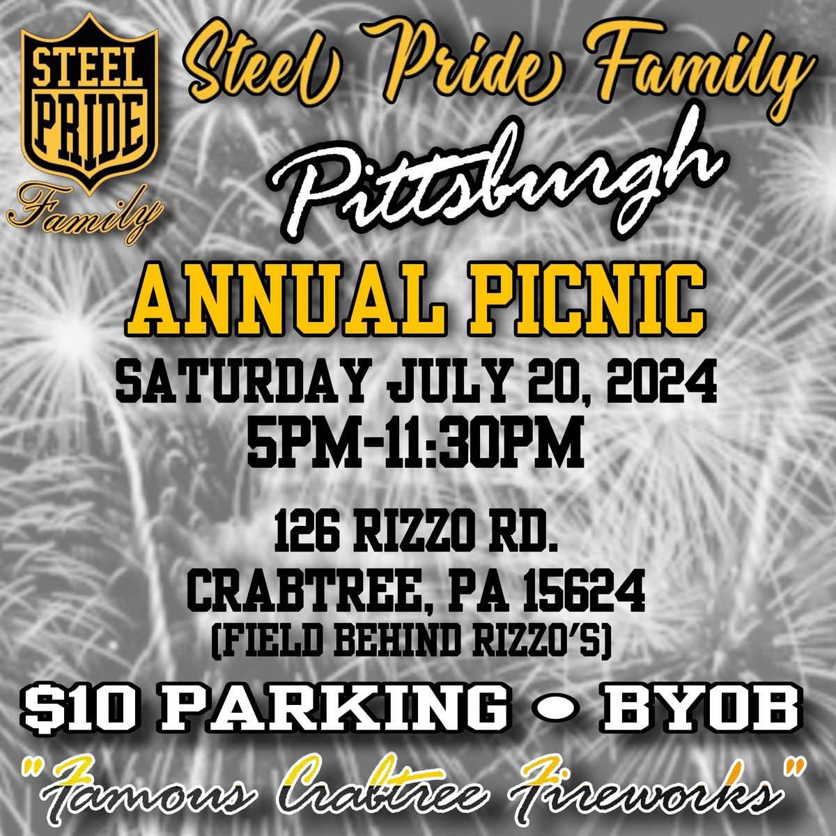 Steel Pride Family Pitt Picnic w\/fireworks