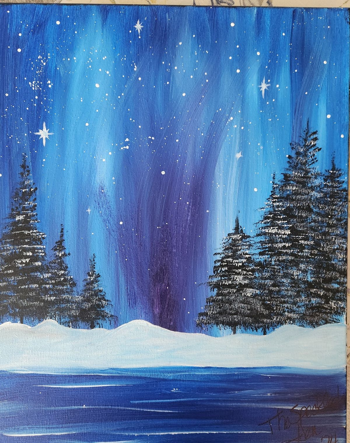 "Northern Lights" Paint 'n Sip, Monday, Jan. 6th, 6-8:00pm @ Barrington's Irish Bar, Oak Harbor