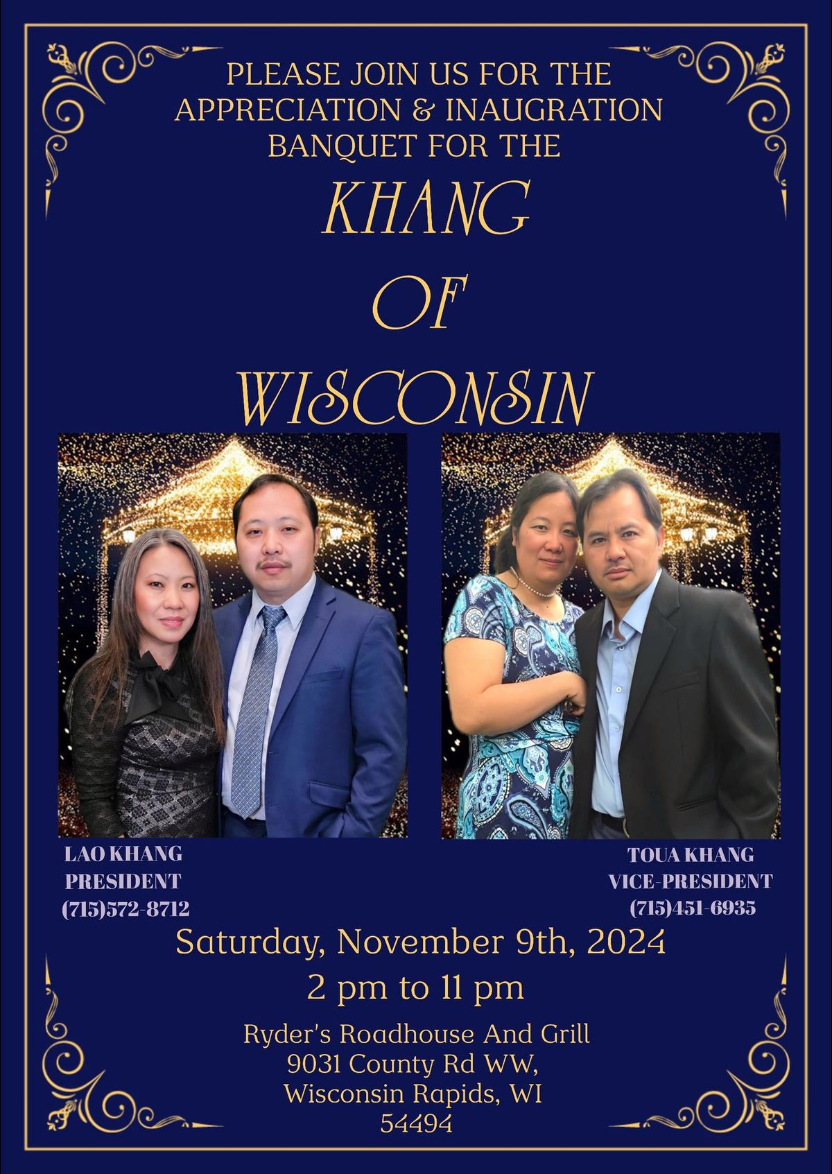 Khang of Wisconsin Inauguration & Banquet 