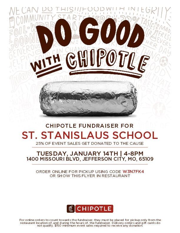 St. Stanislaus Home & School Chipotle Fundraiser 