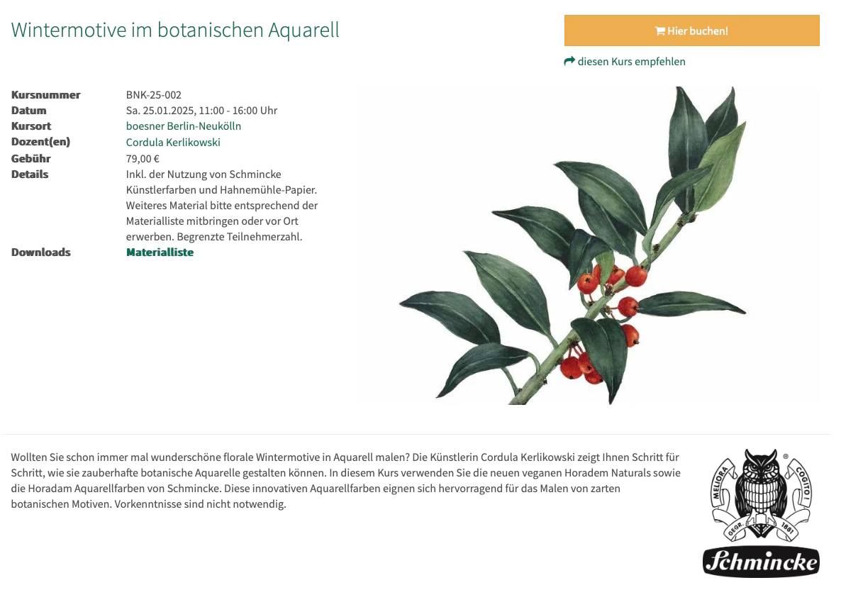 Wintermotive im botanischen Aquarell