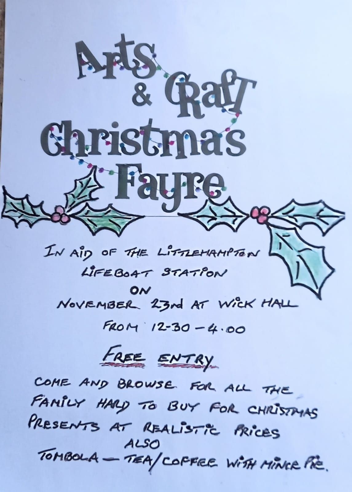 Arts and Craft Christmas Fayre - in aid of the Littlehampton RNLI