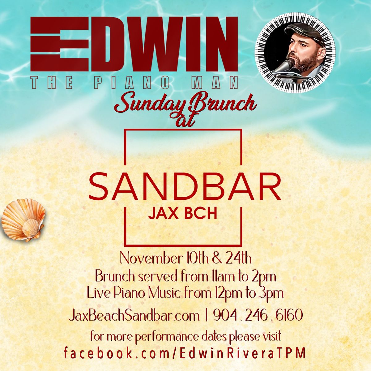 Edwin Rivera: The Piano Man @ Sandbar Jax Bch