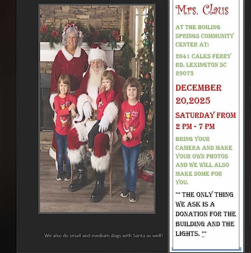 Pictures with Santa and Mrs. Claus