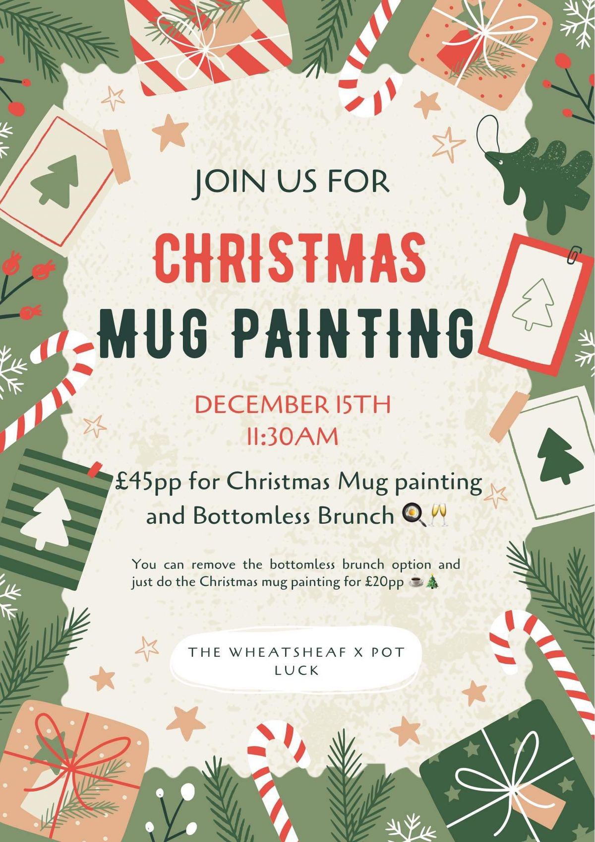 Christmas mug painting with bottomless brunch \ud83c\udf84