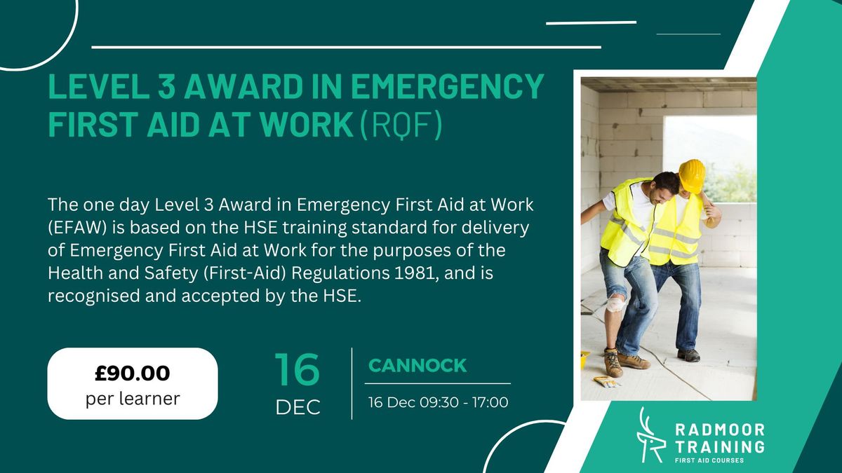 Level 3 Award in Emergency First Aid at Work (RQF)