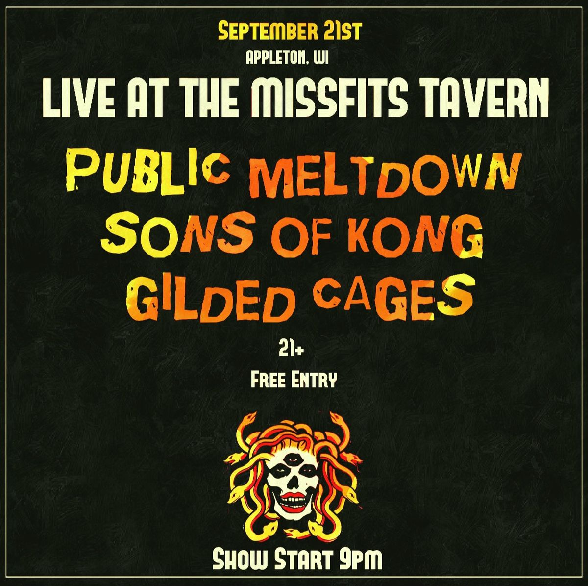 Public Meltdown, Sons of Kong, & Gilded Cages @ MFT