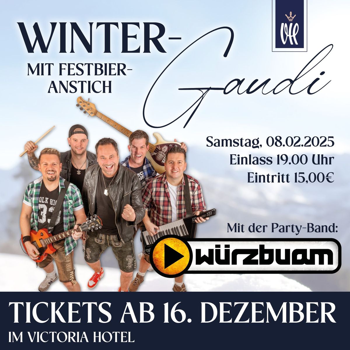 Winter-Gaudi im Victoria Hotel Minden mit der Party Band "W\u00fcrzbuam"