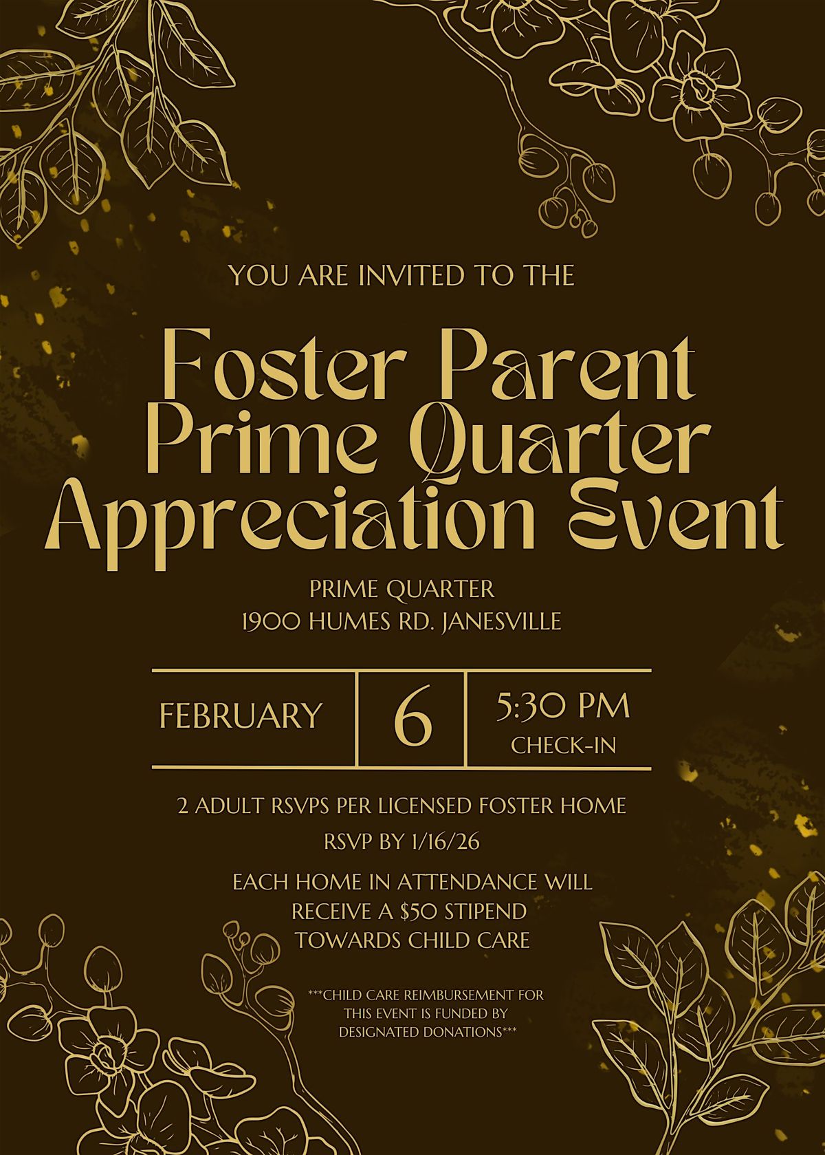 Foster Parent Prime Quarter Appreciation Event
