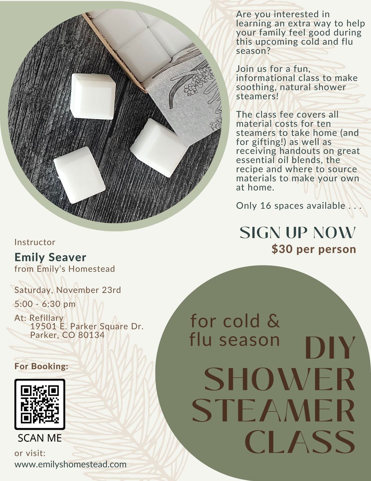 DIY Shower Steamer & Essential Oil Class @ Refillary!