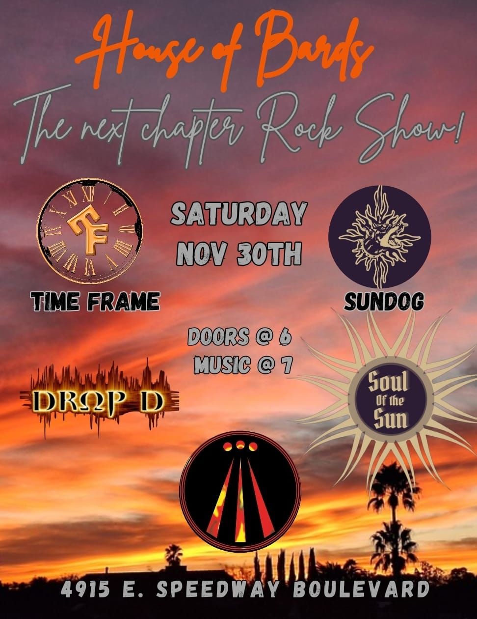 Soul of the Sun, SunDog, Drop D, Time Frame @ The Next Chapter Rock Show