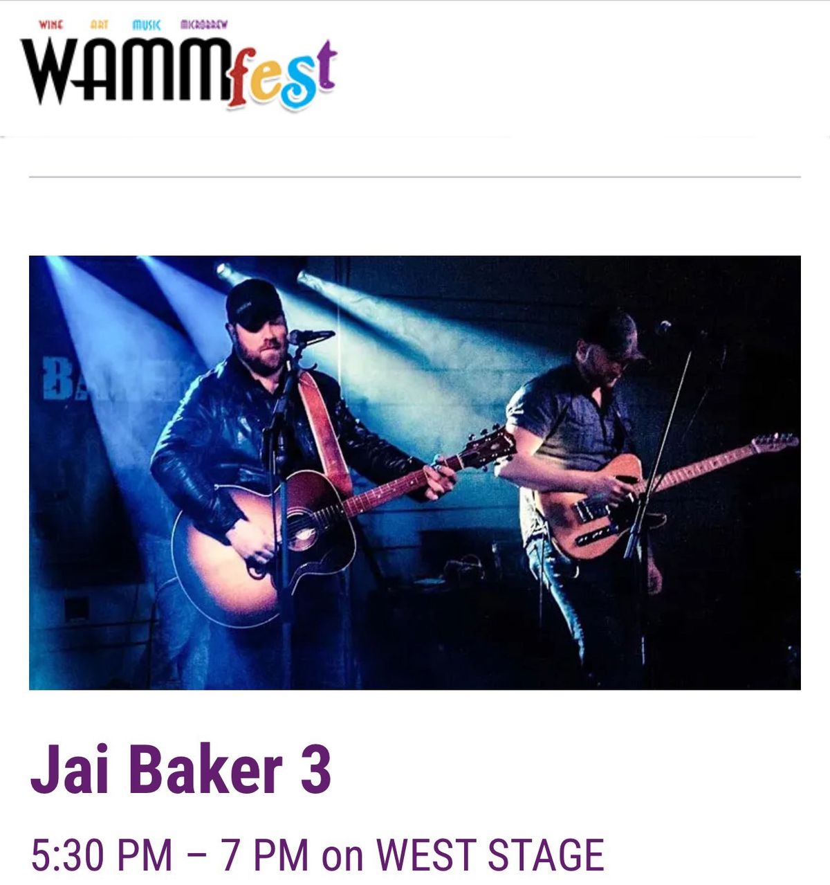 Jai Baker 3 at WAMM Fest (Greenwood, IN)