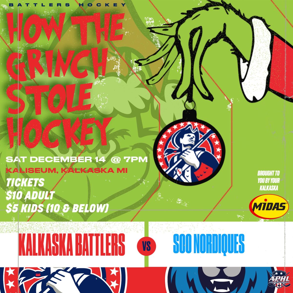 How The Grinch Stole Hockey-Kalkaska Battlers vs Soo Nordiques Presented by Kalkaska Midas