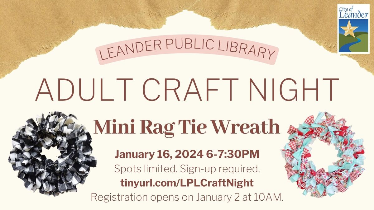 January Adult Craft Class (Registration Required)