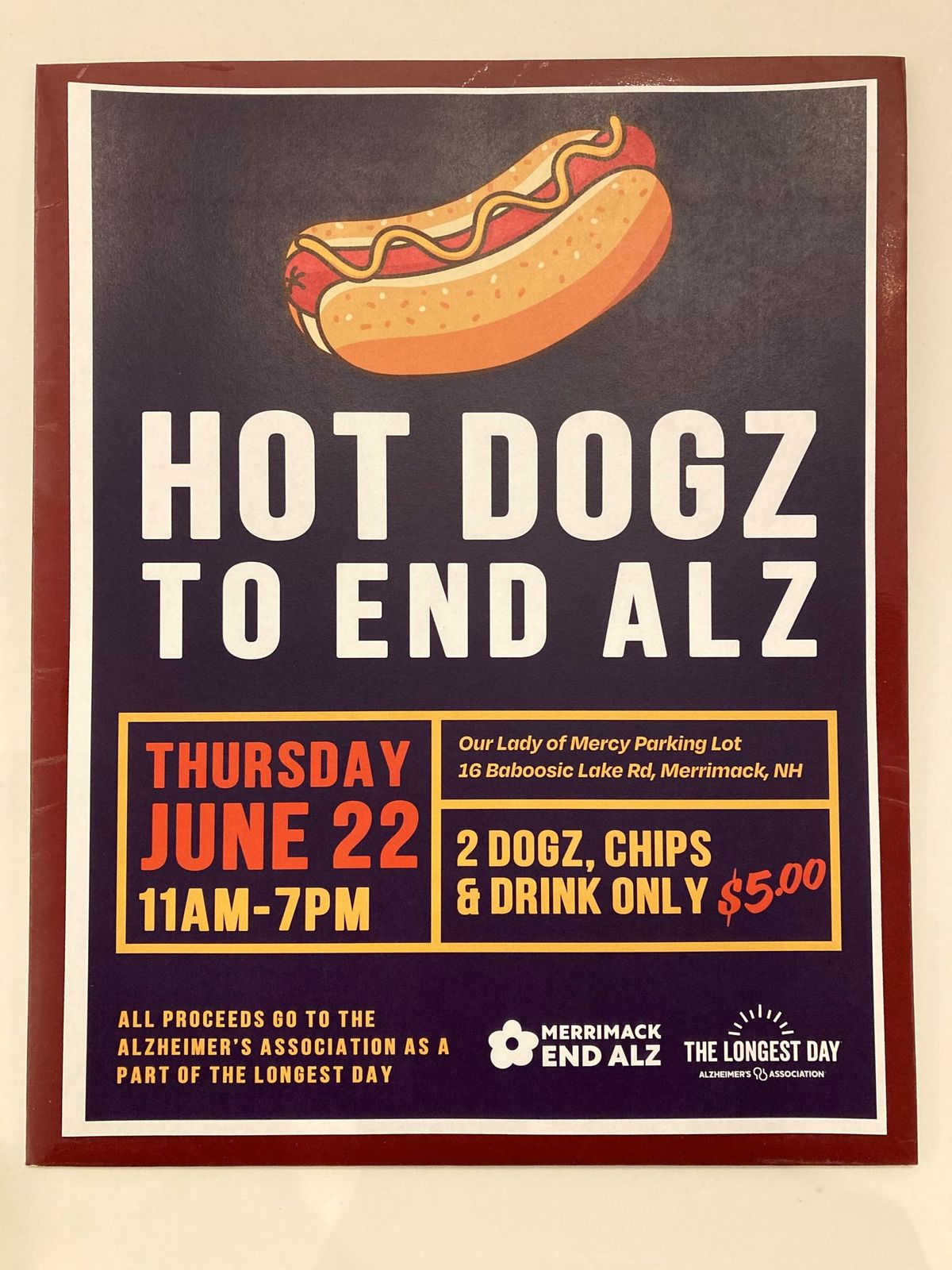 NH Hot DogZ for ALZ \/ Longest Day- Merrimack, NH