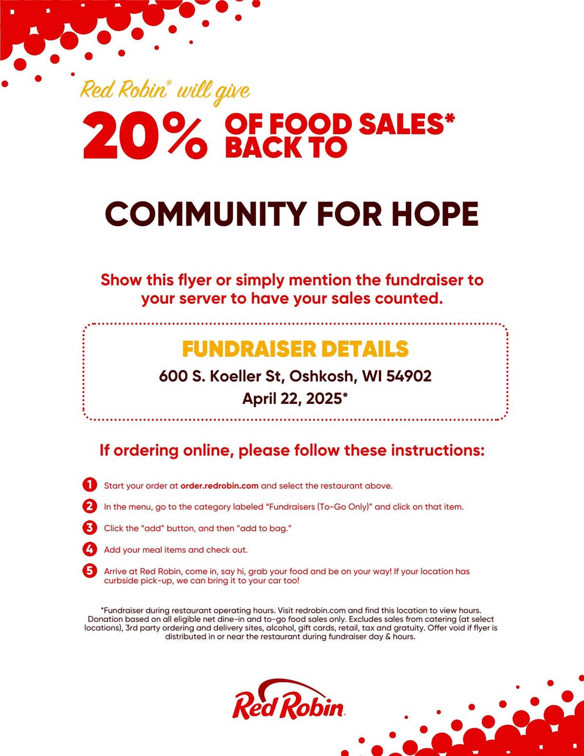 Red Robin Dine for Community for Hope