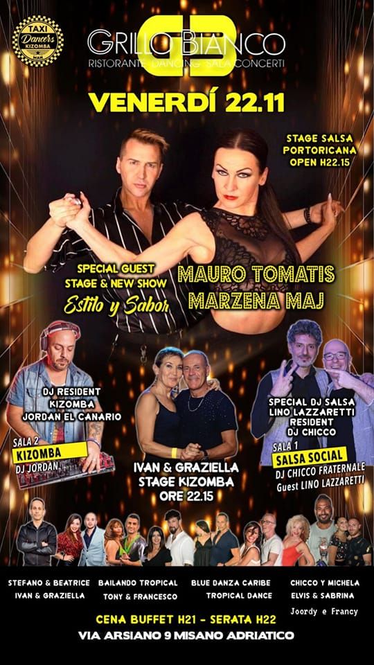 Venerd\u00ec 22 Novembre_Salsa Social y Kizomba Dance Party_Guest Tomatis Y Marzena_Grillo Bianco Misano