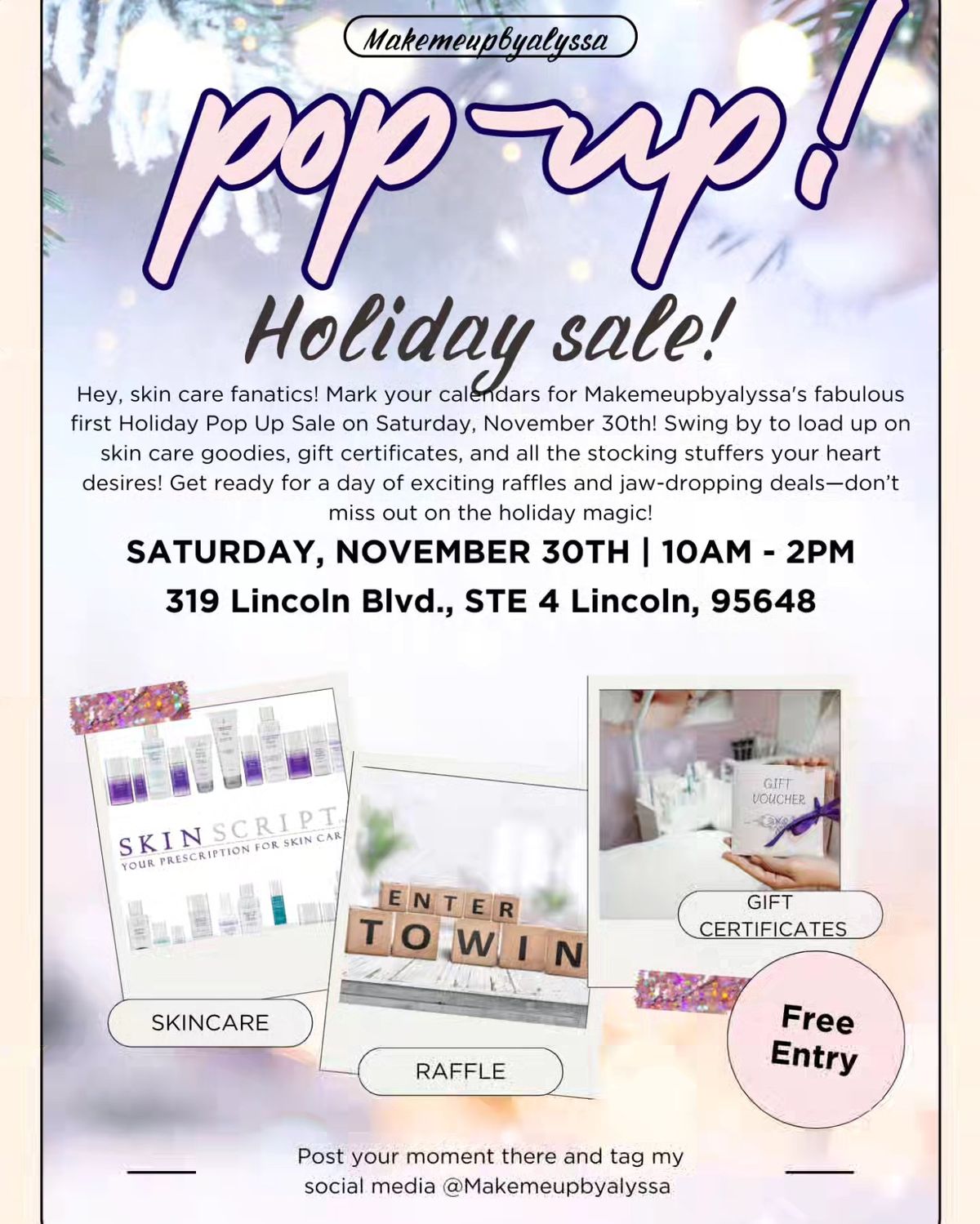 Makemeupbyalyssa Holiday Pop-Up Sale!