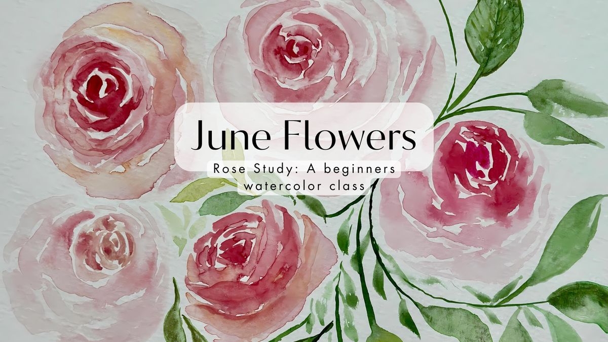 June Flower Beginners Watercolor Class - Rose Study at Island Lake Inn