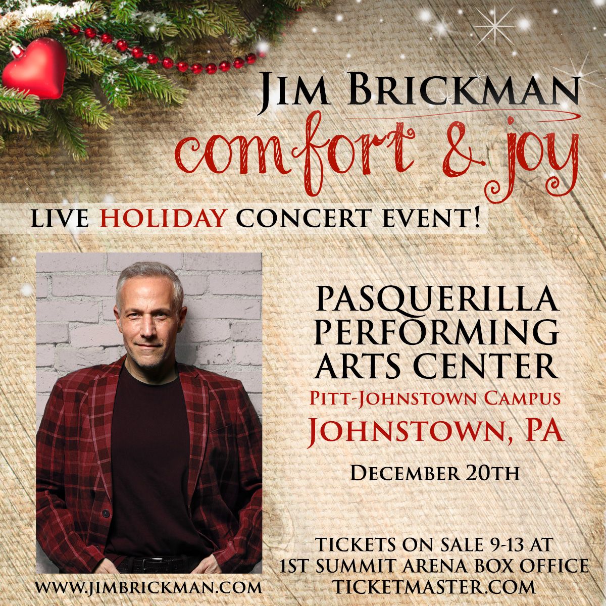 JIM BRICKMAN Comfort & Joy HOLIDAY CONCERT