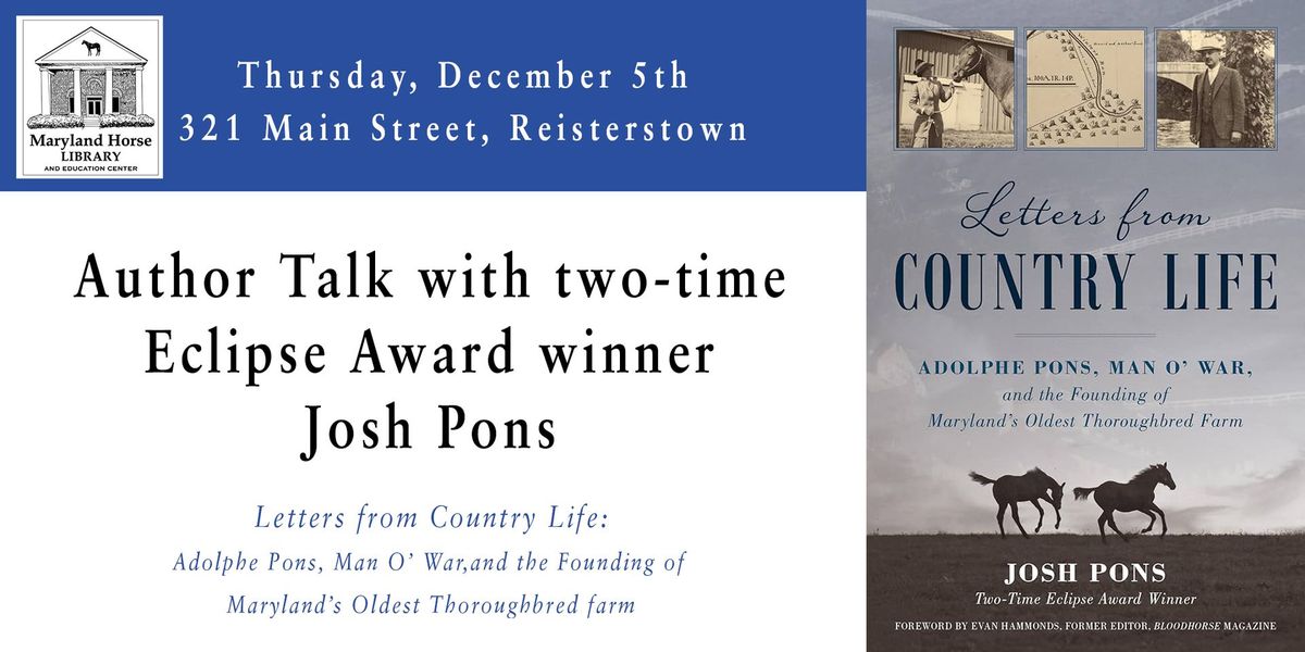 Author Talk with two-time Eclipse Award winner Josh Pons