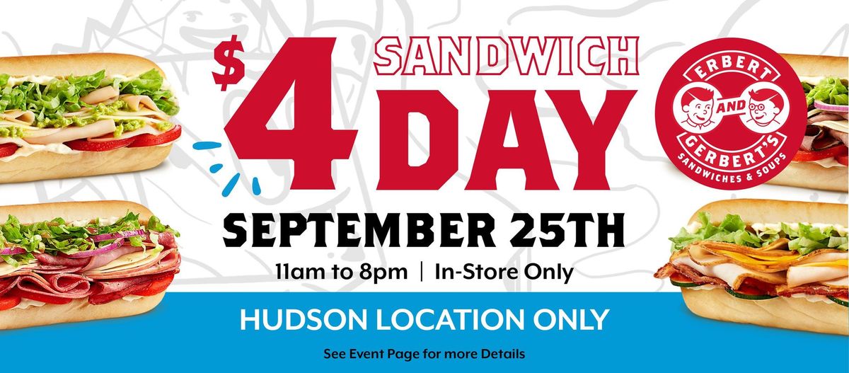 $4 Sandwich Day | Hudson Erbert & Gerbert's