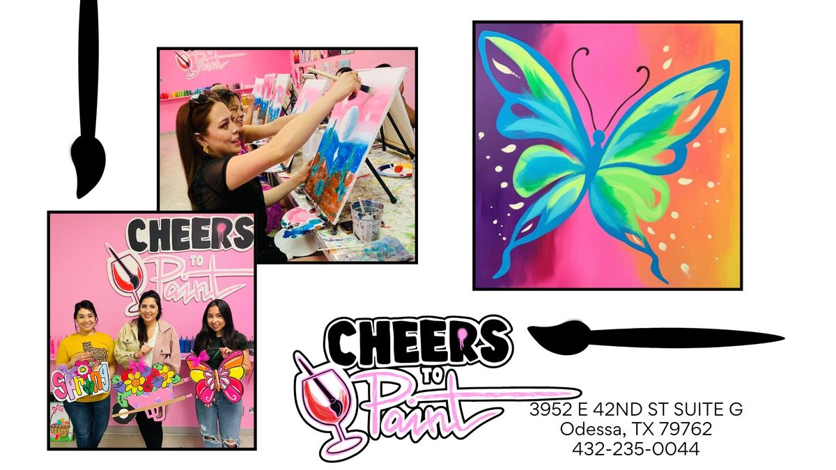 Neon Butterfly Canvas Painting Event