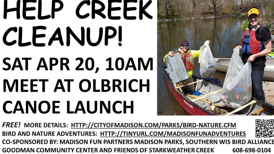 "Help Creek Cleanup" for Earth Week at Olbrich Canoe Launch