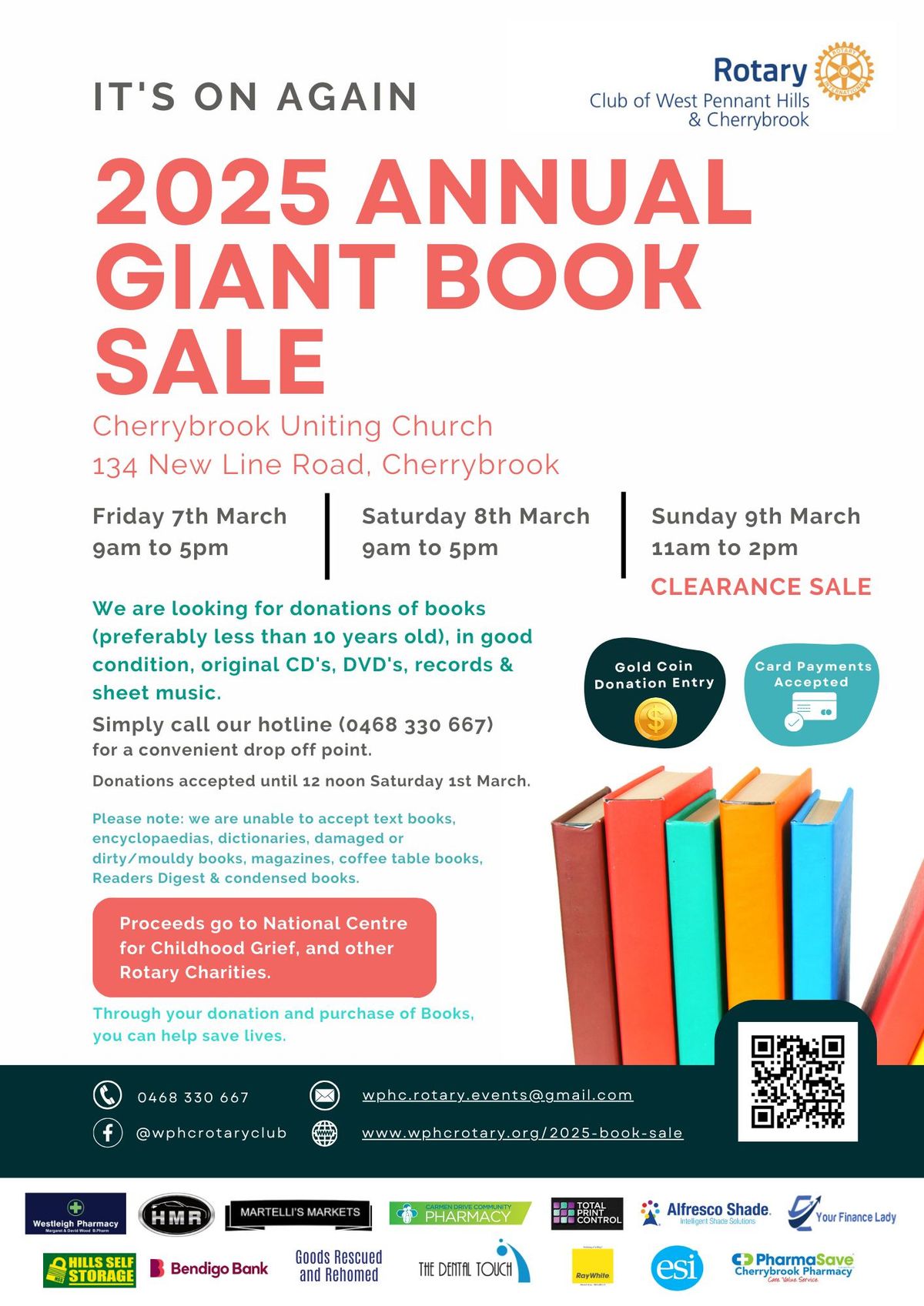 2025 Rotary Club of West Pennant Hills & Cherrybrook Annual Book Sale