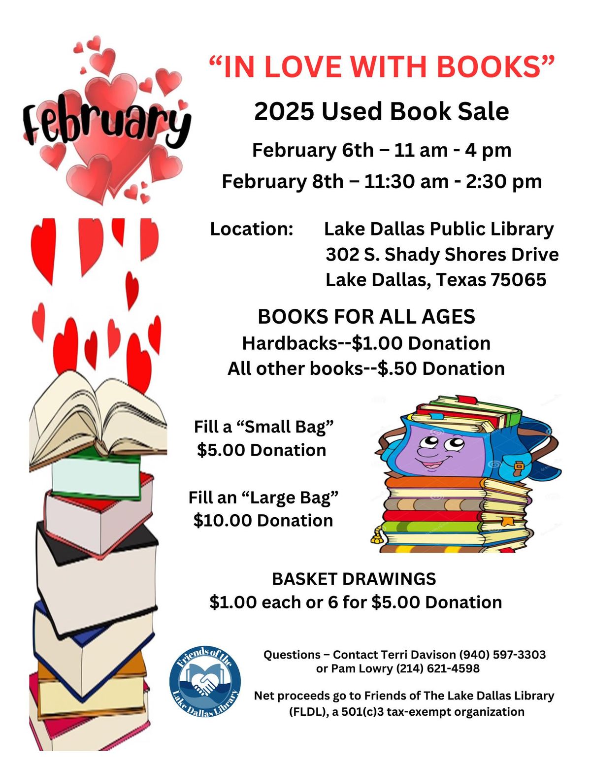 Friends of the Lake Dallas Public Library "In Love with Books" Sale