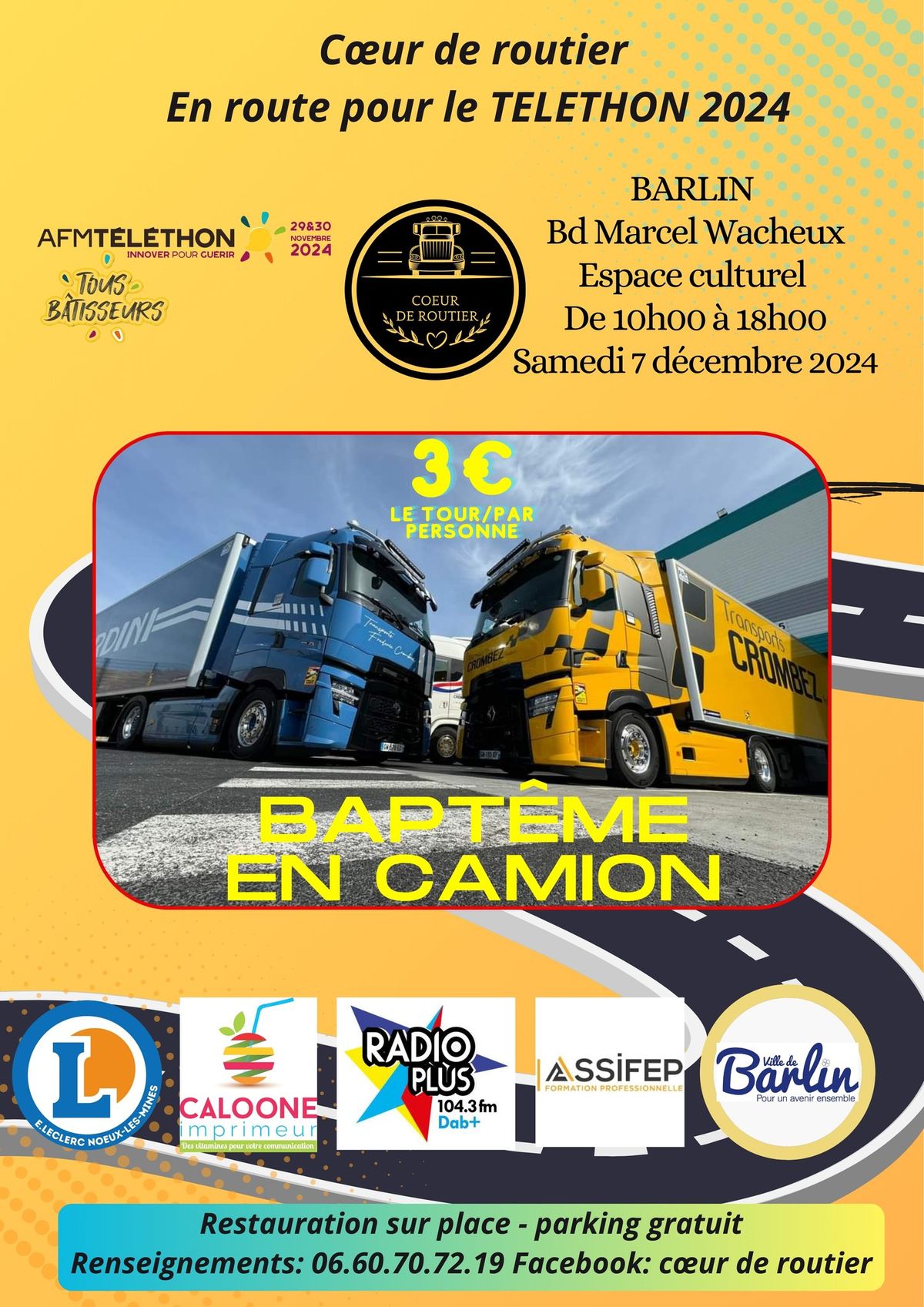 TELETHON 2024 \u00e0 Barlin, bapt\u00eame de camion association c\u0153ur de routier