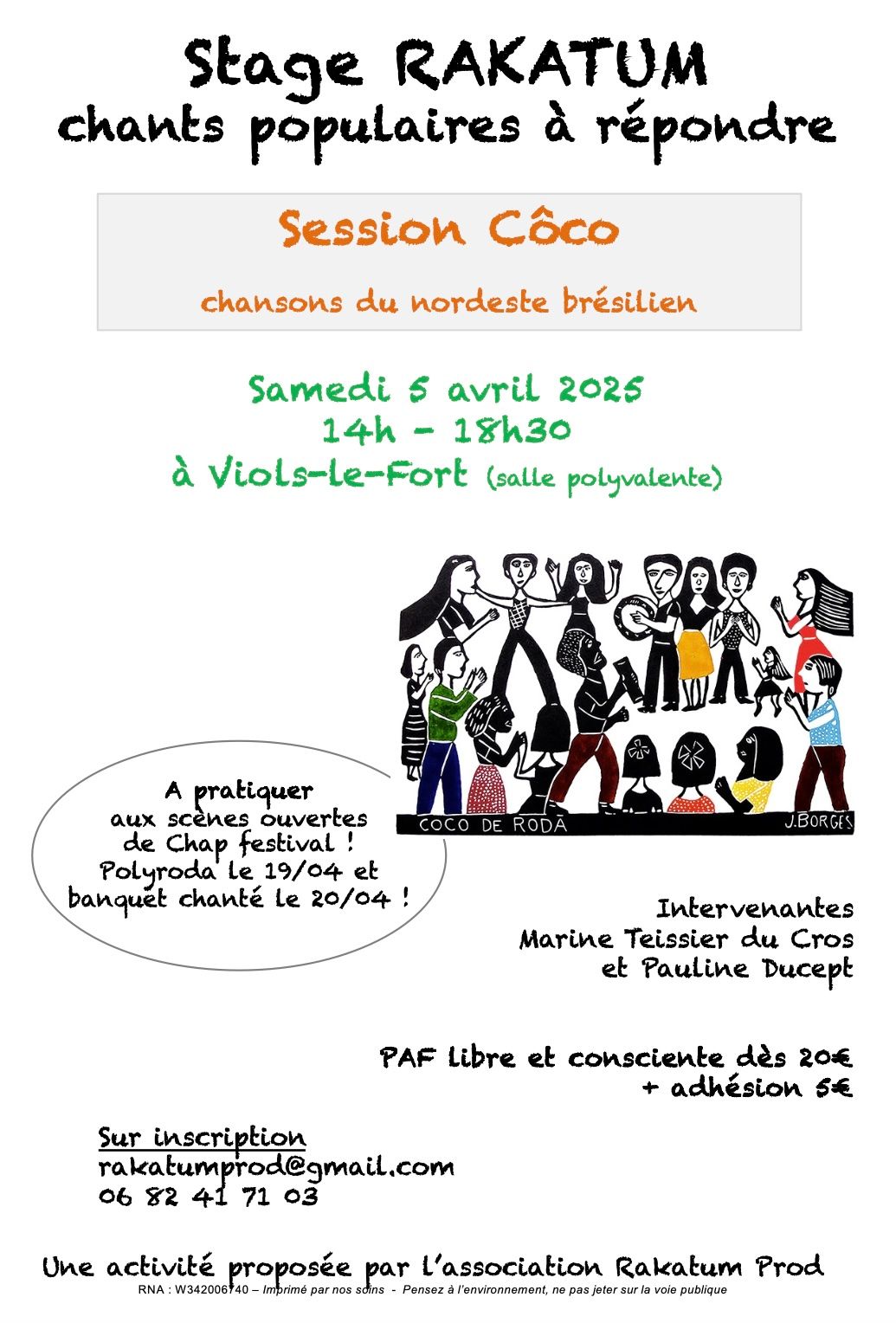 Stage chants populaires \u00e0 repondre - session c\u00f4co