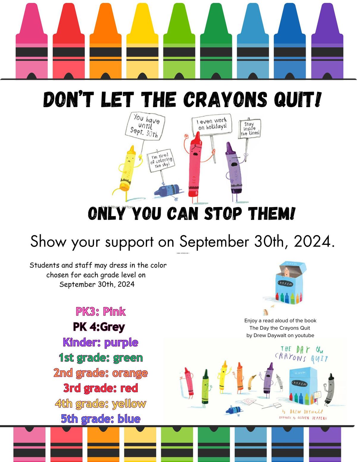 Save the date! \ud83d\udd8d\ufe0f DON\u2019T LET THE CRAYONS QUIT! ONLY YOU CAN STOP THEM!