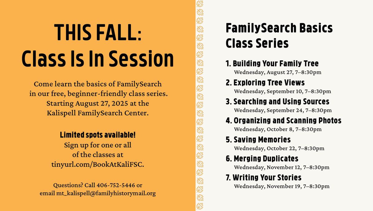 FamilySearch Basics Class Series\/Writing Your Stories