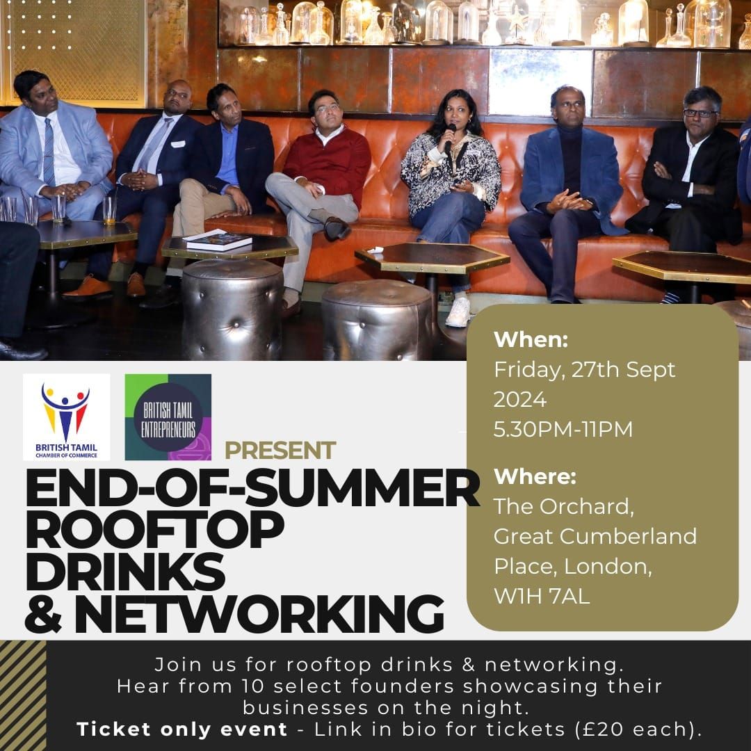 British Tamil Entrepreneurs: End of Summer Rooftop Drinks & Networking