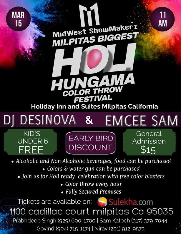 Milpitas Color Throw Festival Holi Hungama in Milpitas Biggest Fest