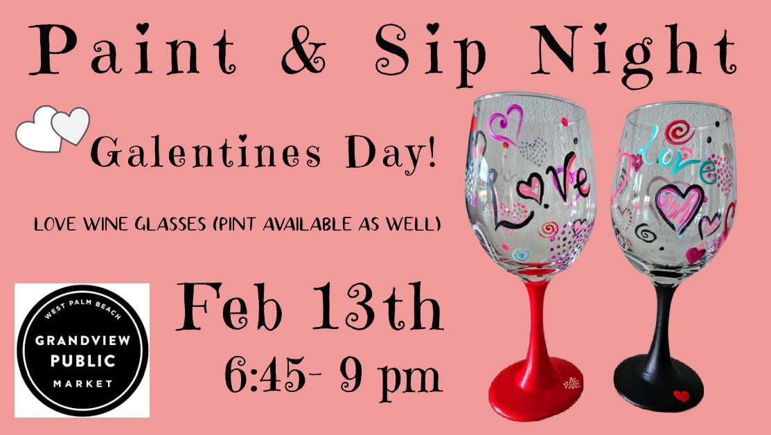 Galentine's Day Love Wine Glasses Paint night 