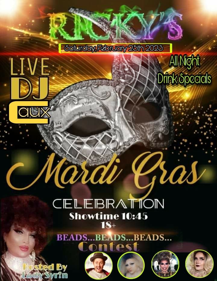 Saturday "Mardi Gras Xotik Illuzions Show" at Ricky's 18+