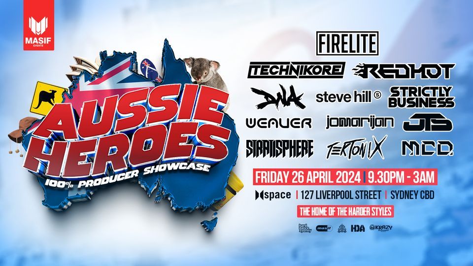 Masif presents Aussie Heroes (100% Producer Showcase) @ Space! [26.04.2024]