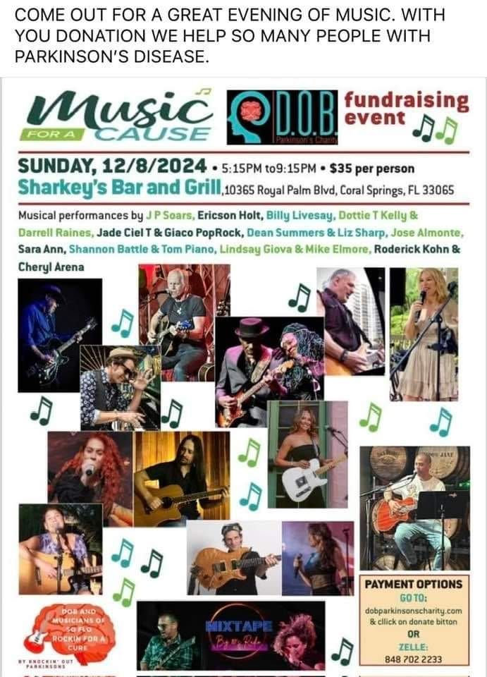 DOB Parkinsons Singer Songwriter Fundraiser at Sharkey's