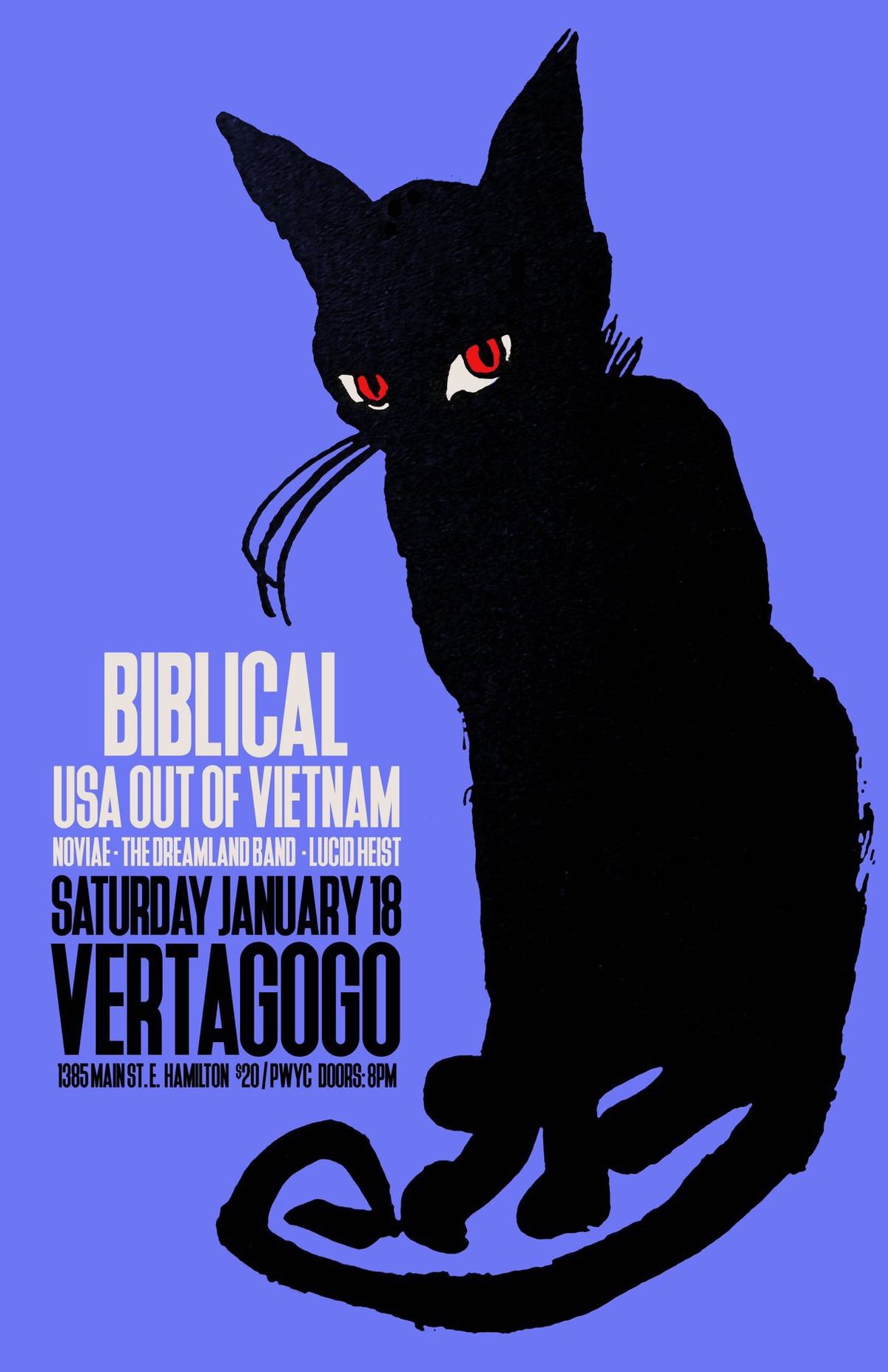 USA Out Of Vietnam \/ Biblical wsg Novi\u00e6 \/ The Dreamland Band \/ Lucid Heist @ Vertagogo Hamilton 