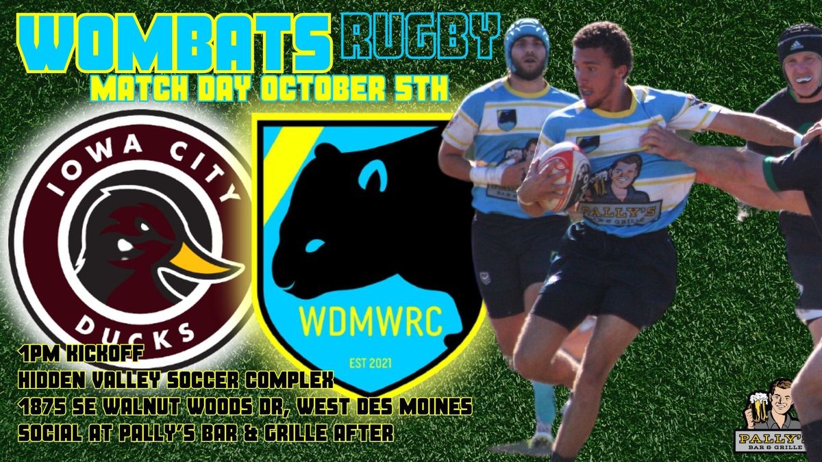 10\/5 Wombats vs Ducks Rugby 1pm Kickoff