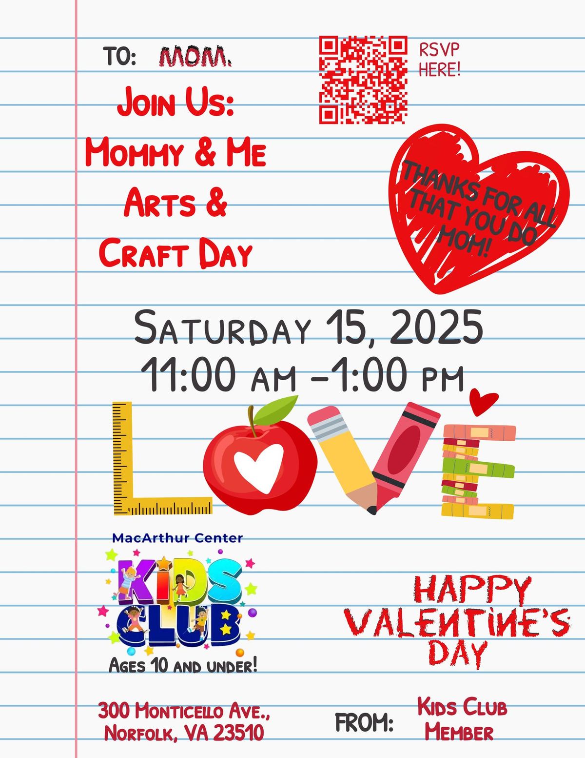 Mommy & Me Arts & Crafts  After Mother's Day -Kids Club Event