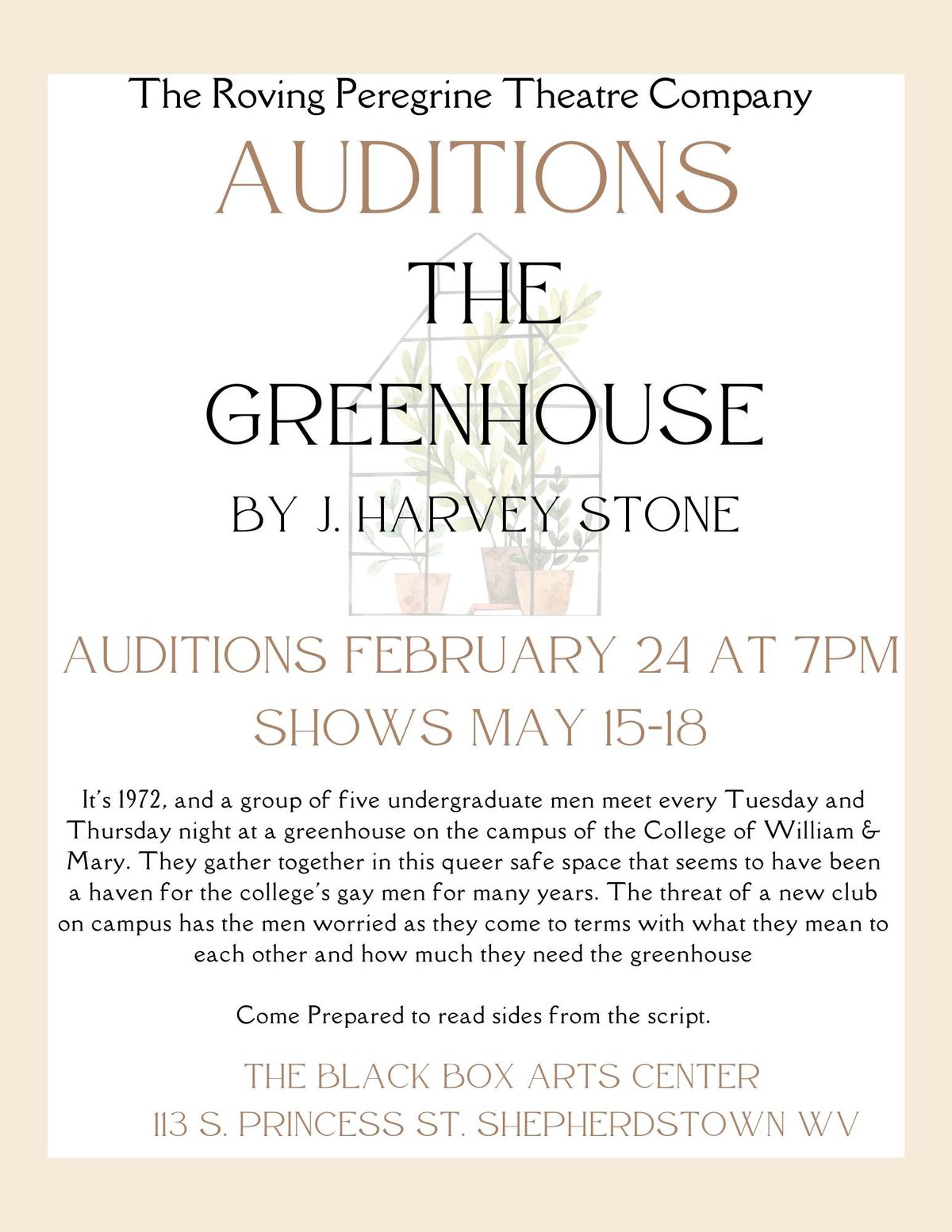 Auditions: The Greenhouse By J. Harvey Stone